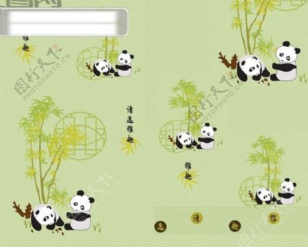 熊猫抱竹移门图片