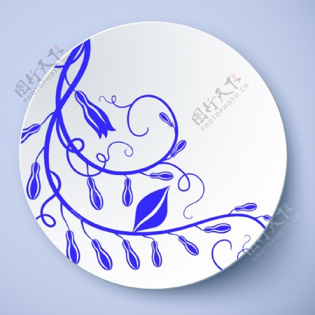 青花图案餐具瓷盘