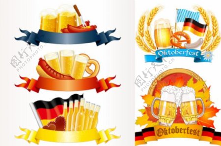 慕尼黑啤酒节标签矢量素材