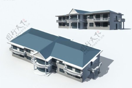 现代大气三角体顶办公楼3D模型图