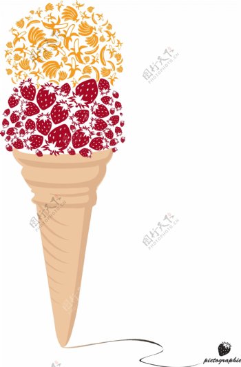 插画冰淇淋