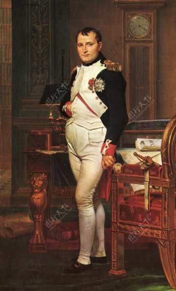 拿破仑站立书桌油画图片