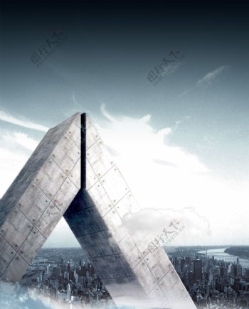 龙腾广告平面广告PSD分层素材源文件房地产城市俯瞰图水面蓝天白云