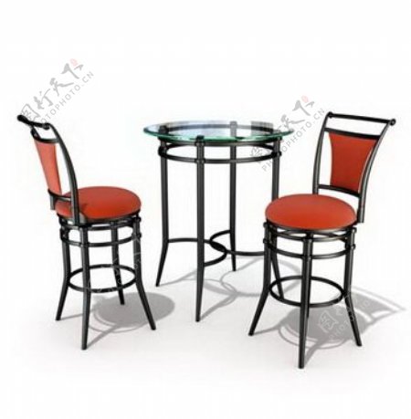 西餐厅桌椅3d模型家具3d模型1