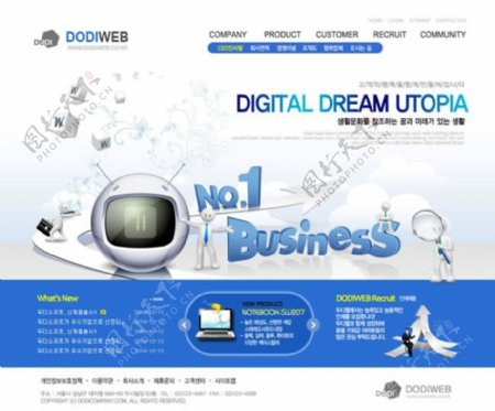 韩国3D小人商务网站模板PSD素材