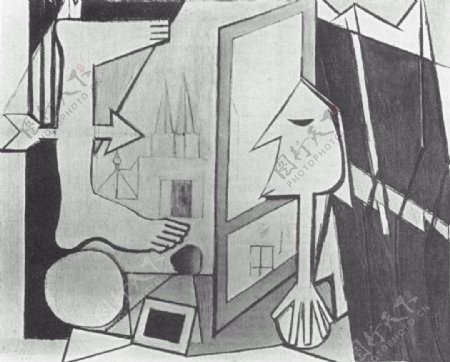 1929Lafen鍧眗eouverte西班牙画家巴勃罗毕加索抽象油画人物人体油画装饰画