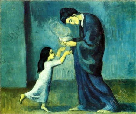 1902Lasoupe西班牙画家巴勃罗毕加索抽象油画人物人体油画装饰画