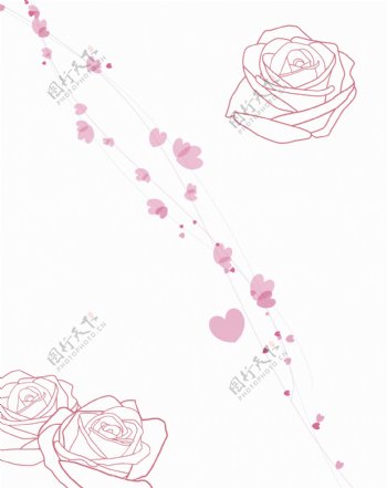 粉色玫瑰花纹移门图片