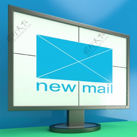 新邮件信封上的监视器显示接收到的邮件