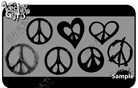 免费矢量艺术和低劣的和平和平标志矢量集
