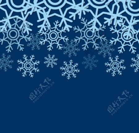蓝色雪花装饰背景矢量素材