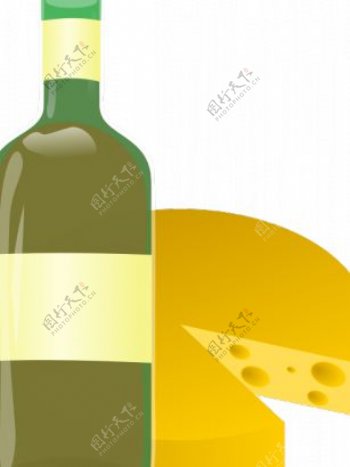 葡萄酒和奶酪的矢量图像
