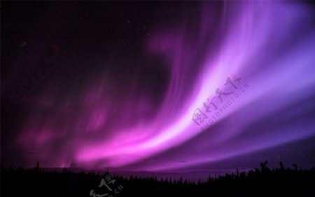 黑夜紫色自然奇景北极光