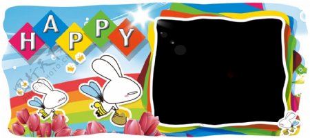 黑皮兔生活照片卡片模版