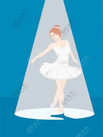 在漂亮的白色连衣裙跳舞的女孩