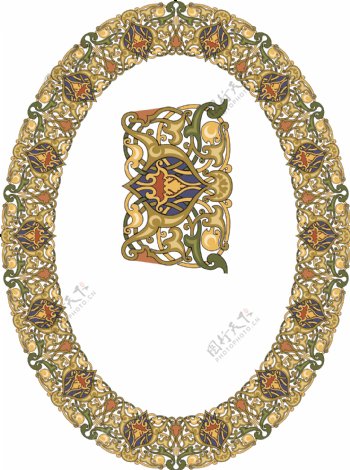 古典花纹花边框圆形相框图片