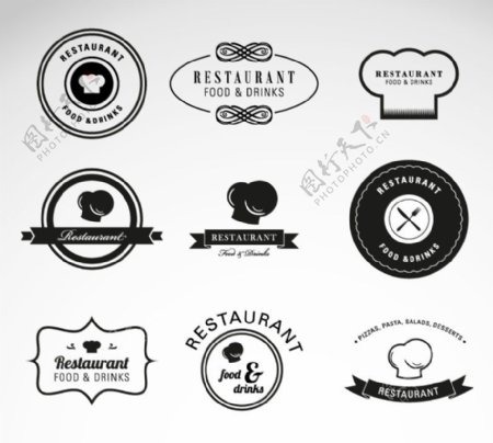 9款创意餐厅标签元素矢量素材