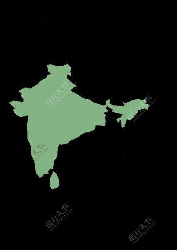 印度的地图和斯里兰卡在圆柱正形投影
