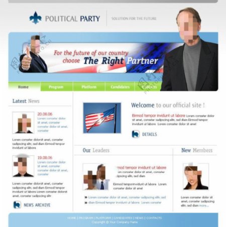 美国政治网页psd素材