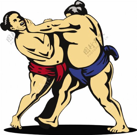 日本的相扑运动员的战斗