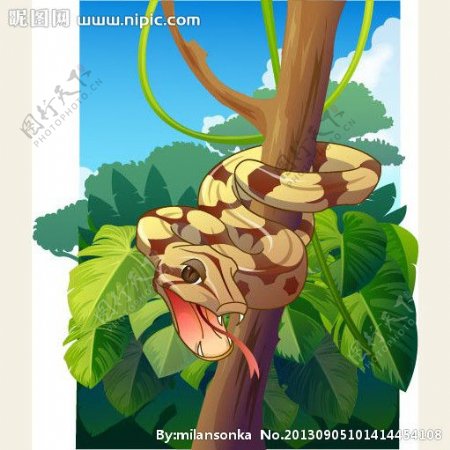 可爱动物绿色大金蛇图片