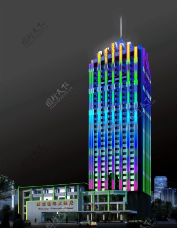 大厦色彩瀑布式灯光效果图片