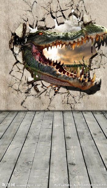 恐龙卡通3D背景墙图片