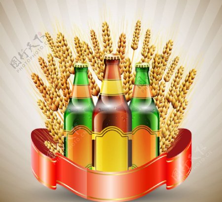 麦穗啤酒矢量素材图片