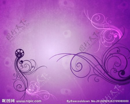 紫色花纹展开素材