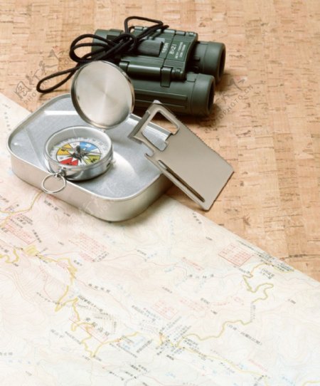 旅遊地圖和羅盤图片