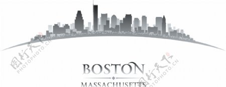 波士顿城市剪影图片