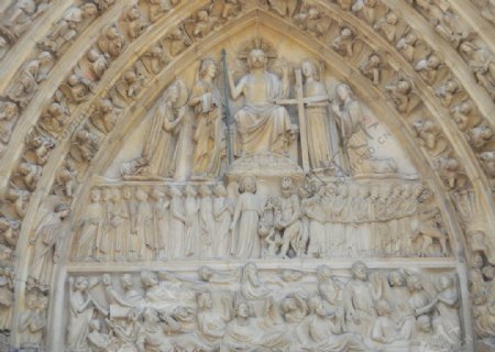 法国巴黎圣母院浮雕图片