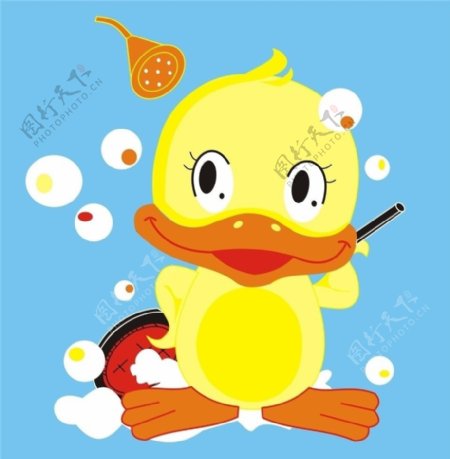 卡通鸭子洗澡图片