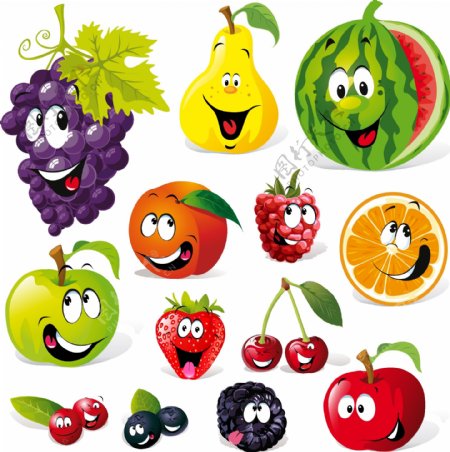 可爱水果表情矢量图片