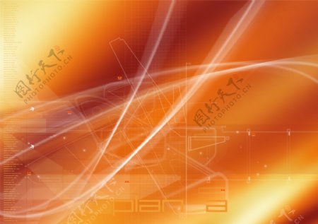 橙红色抽象光芒梦幻科技背景图片