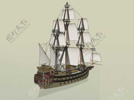 古典帆船3D模型图片