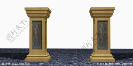 欧式砂岩柱子3d模型图片