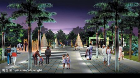 城市广场设计公园园林设计夜景图片