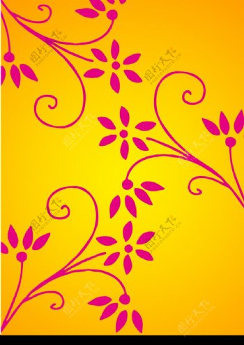 桔色花纹背景图片