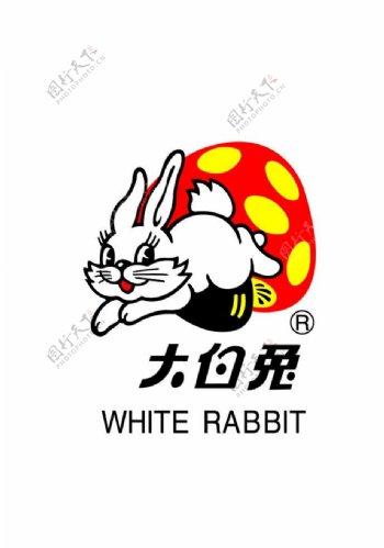 大白兔注册LOGO中英文彩色版图片