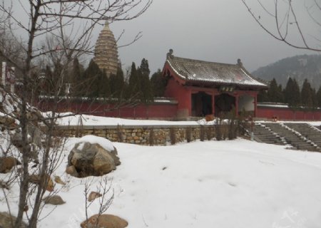 嵩岳寺冬季景色图片