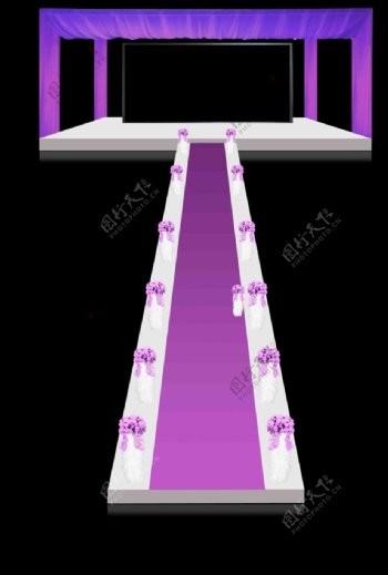 紫色婚礼舞台T台效果图图片