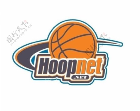 hoopnet蓝球队矢量标志设计图片