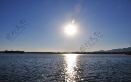 颐和园昆明湖斜阳图片