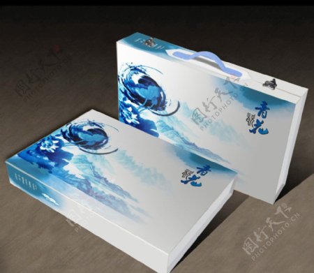 青花瓷包装纸盒平面图图片