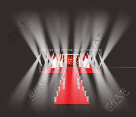 大红色灯光舞台图片