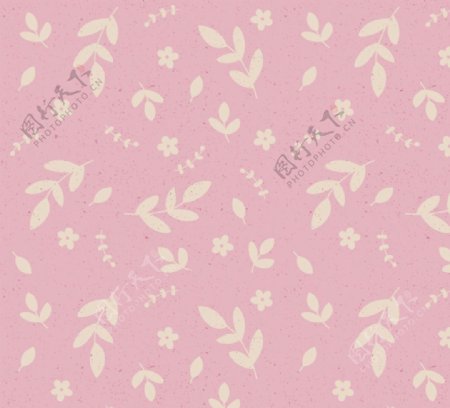 粉色花卉树叶无缝背景图片
