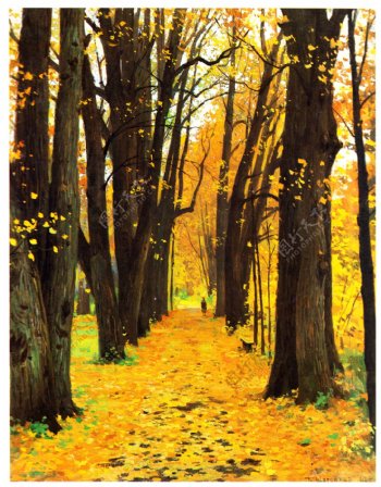 秋天风景油画图片