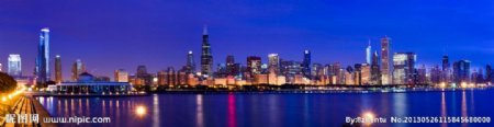 芝加哥城市夜景图片