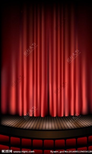 红色舞台帷幕图片